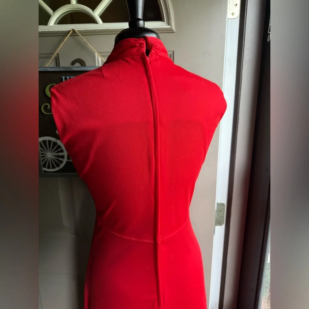 Vintage 60/70s Andrea Gayle red sleeveless gathered maxi dress, size medium - Picture 8 of 16